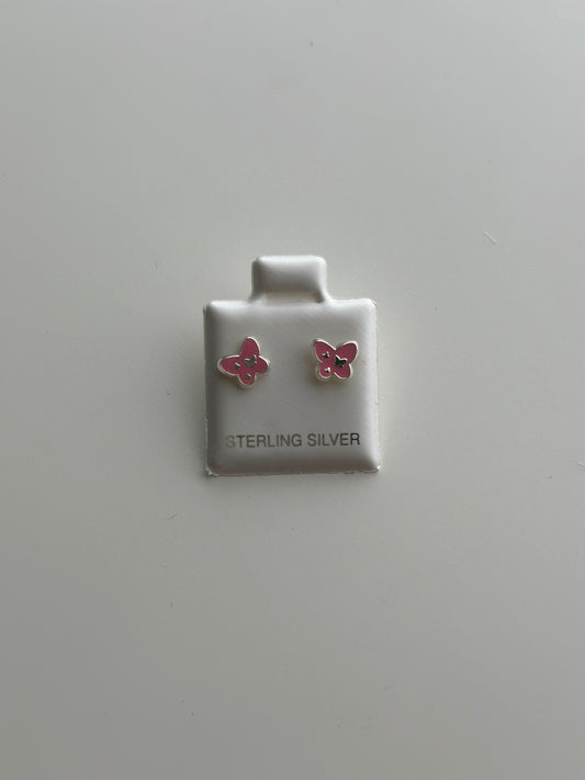 Girl Pink Butterfly Studs